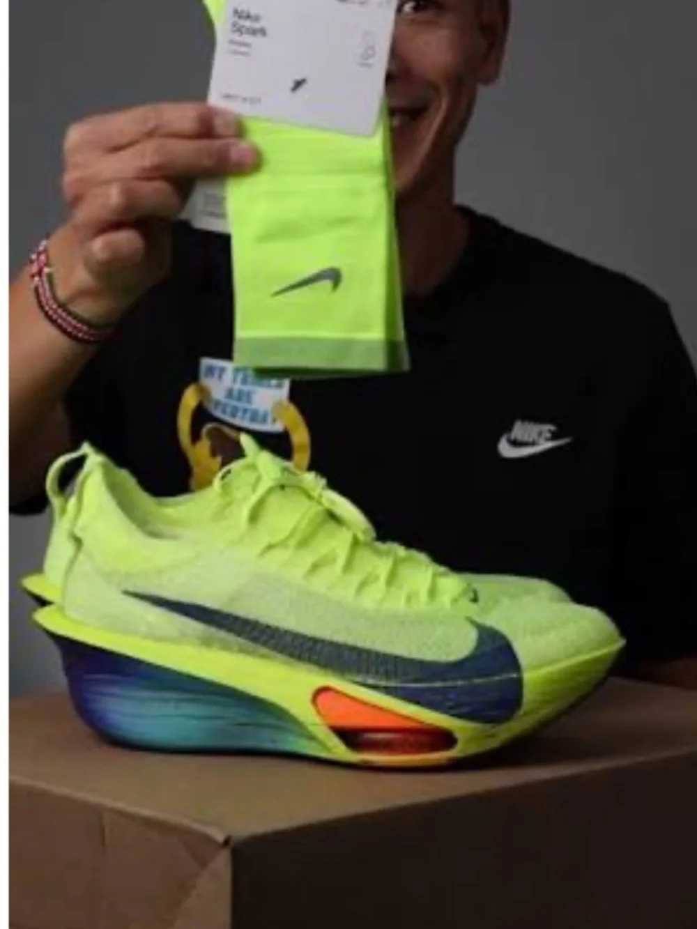 Nike Spark Unisex Lightweight Running Crew Socks Volt Yellow
